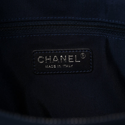 Chanel Calfskin Quilted Boy Shopping Tote Navy Blue 6 of 17