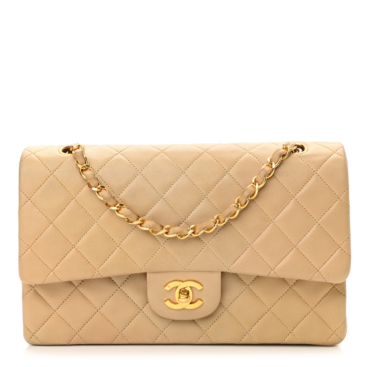 Chanel Lambskin Quilted Medium Double Flap Beige 1 of 13