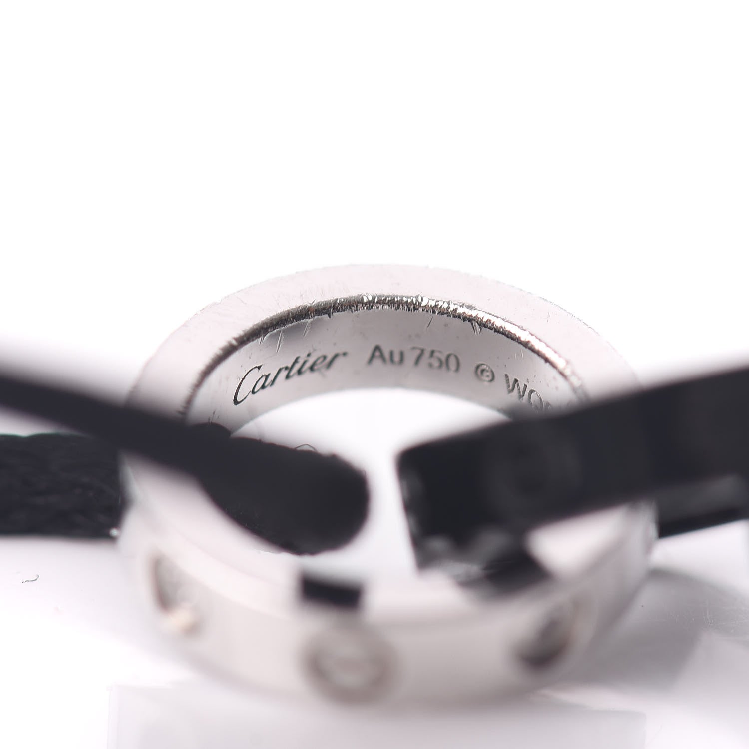 Cartier 18K White Gold Ceramic 4 Diamond LOVE Cord Bracelet Black 4 of 4