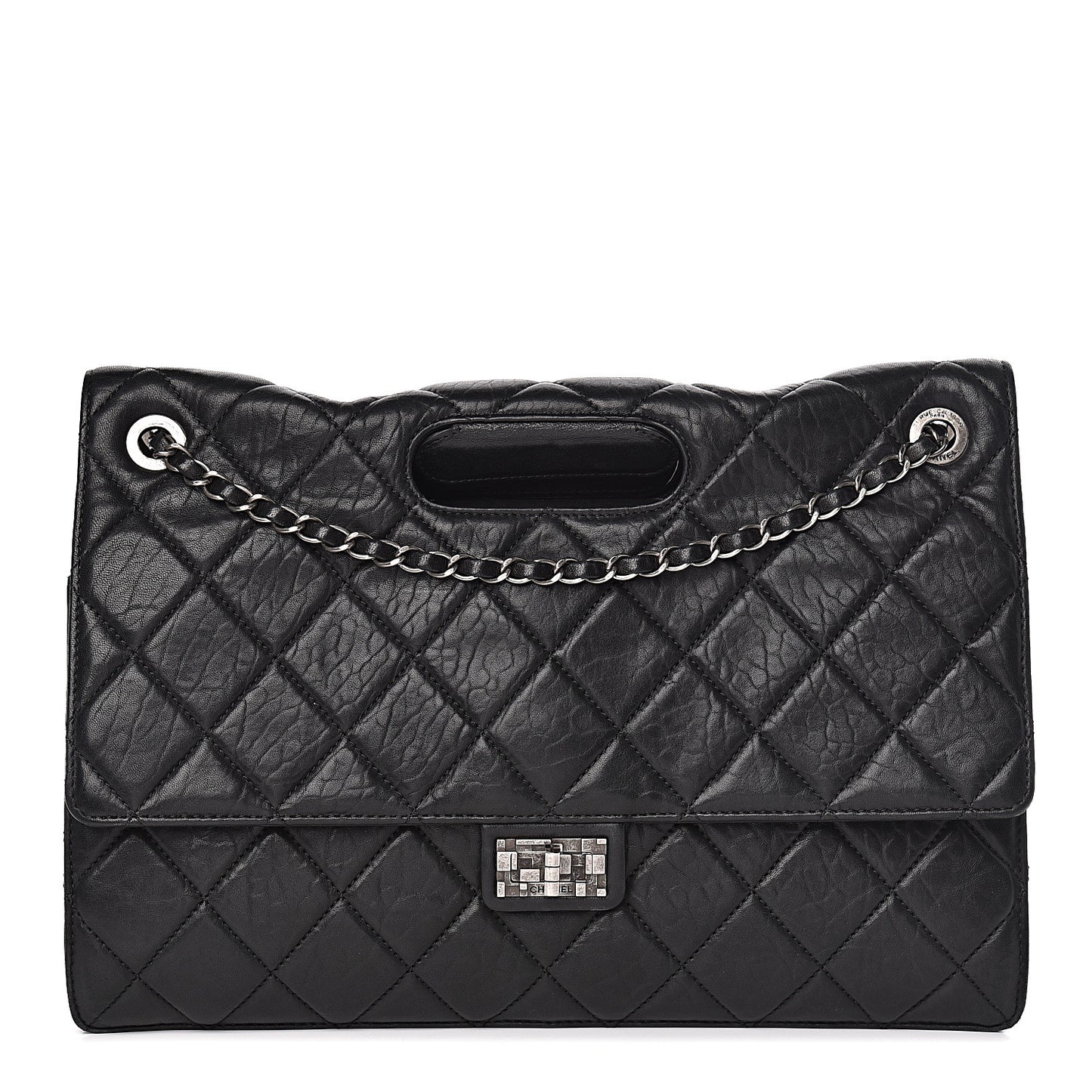 Washed Lambskin Maxi Take Away Flap Bag Black