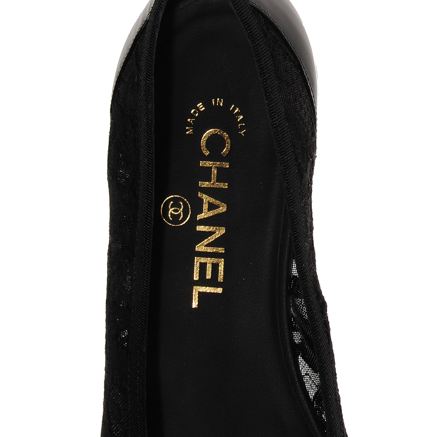Chanel Patent Cap Toe Lace Ballerina Flats 38.5 Black 7 of 7