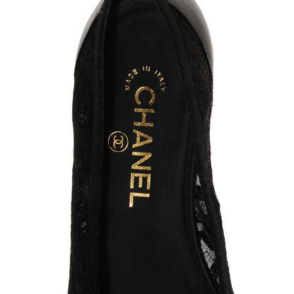 Chanel Patent Cap Toe Lace Ballerina Flats 38.5 Black 7 of 7