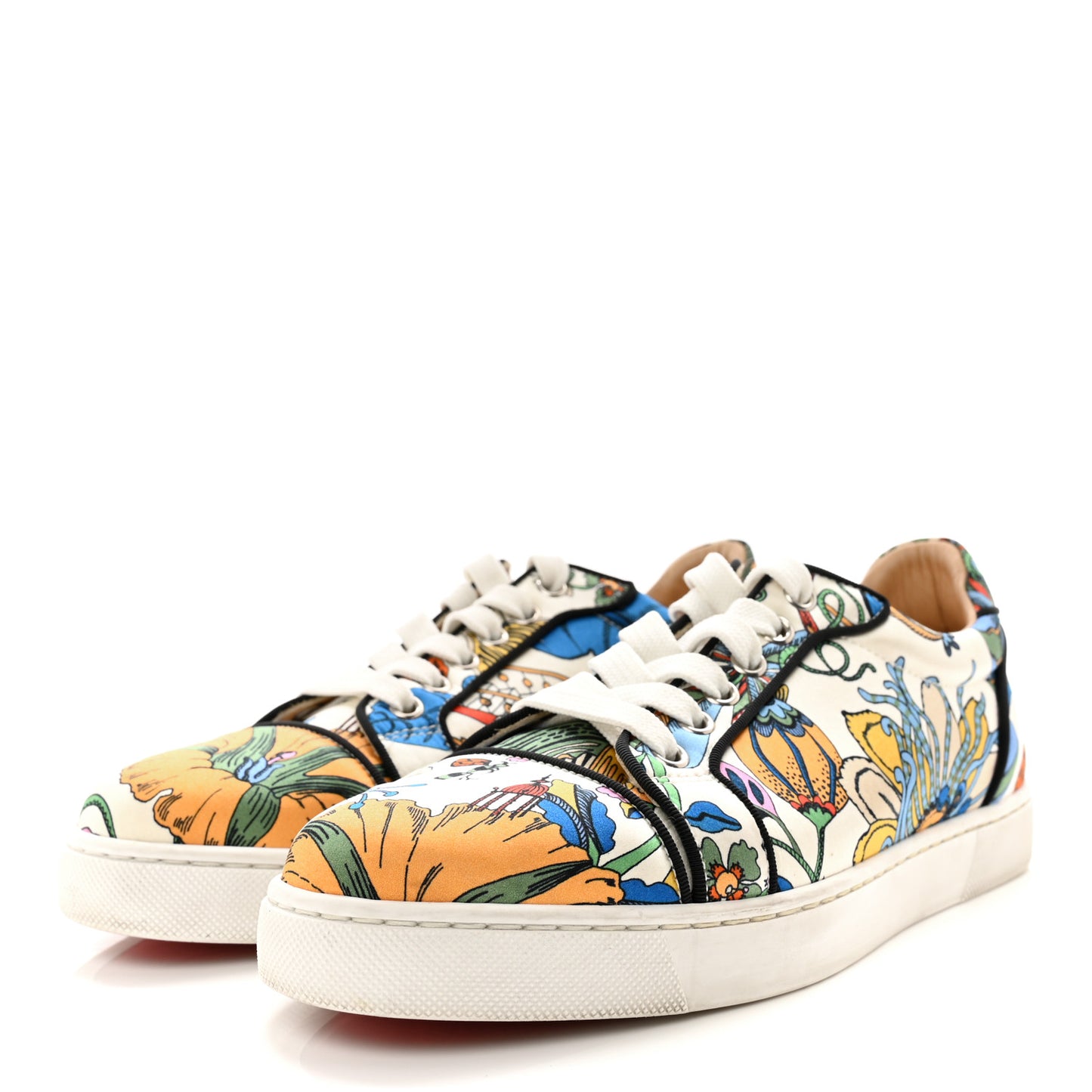 Crepe Satin Calfskin Womens Vieira Orlato Flat Sneakers 38 Bianco Multi