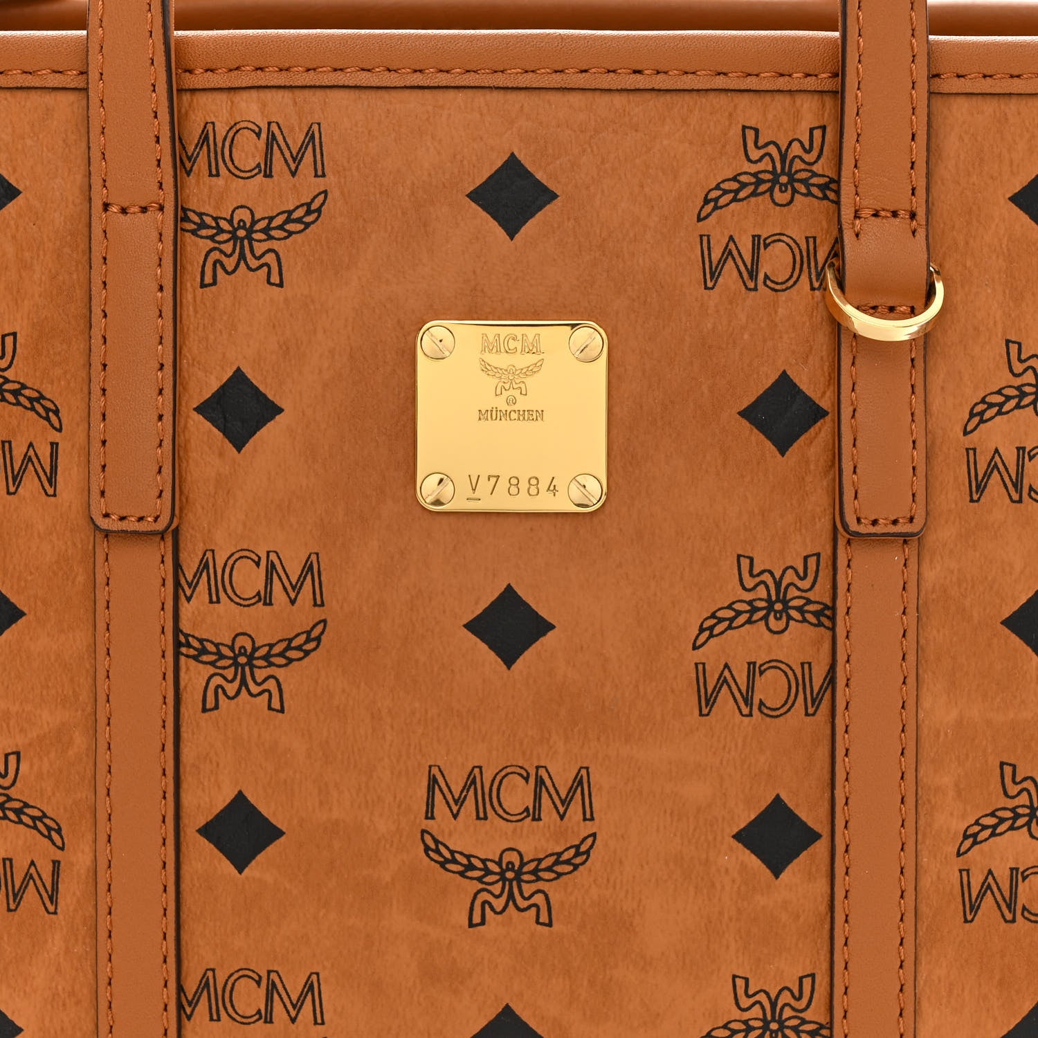 MCM Visetos Mini Toni Shopper Tote Cognac 8 of 10