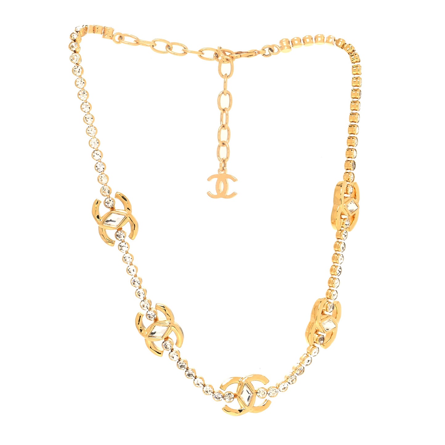 Metal Crystal CC Marquise Choker Gold
