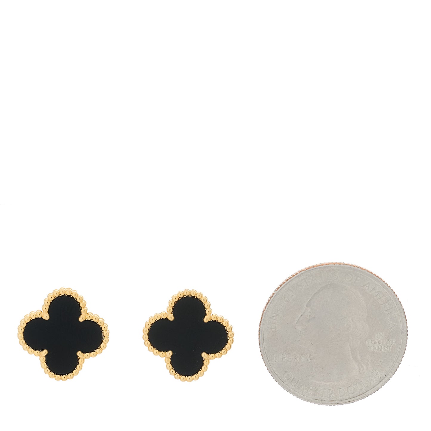 18K Yellow Gold Black Onyx Vintage Alhambra Earrings