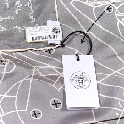 Hermes Silk Le Pegase d'Hermes Cut Wash Scarf 140 Gris Jaune D'or 4 of 4