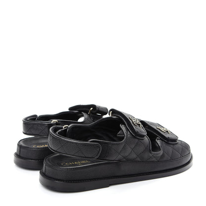 Chanel Grained Calfskin Velcro Dad Sandals 39.5 Black 4 of 11