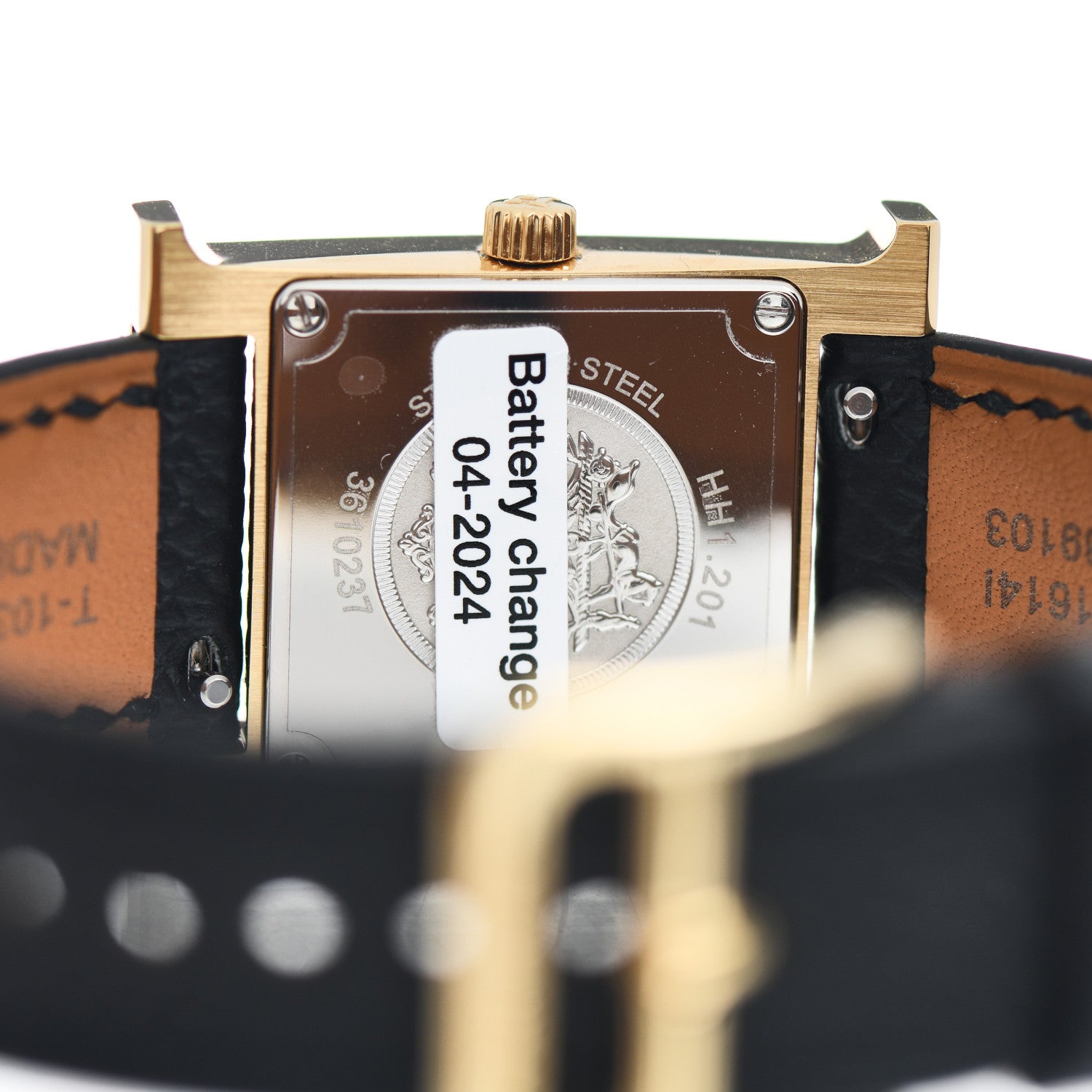 Hermes Stainless Steel Epsom 21mm Heure H Hour Quartz Watch Noir 4 of 5