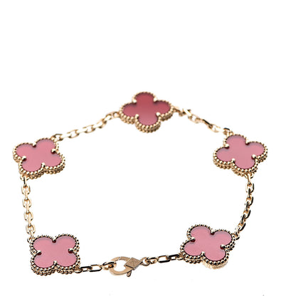 Van Cleef & Arpels 18K Yellow Gold Carnelian 5 Motifs Vintage Alhambra Bracelet 2 of 7