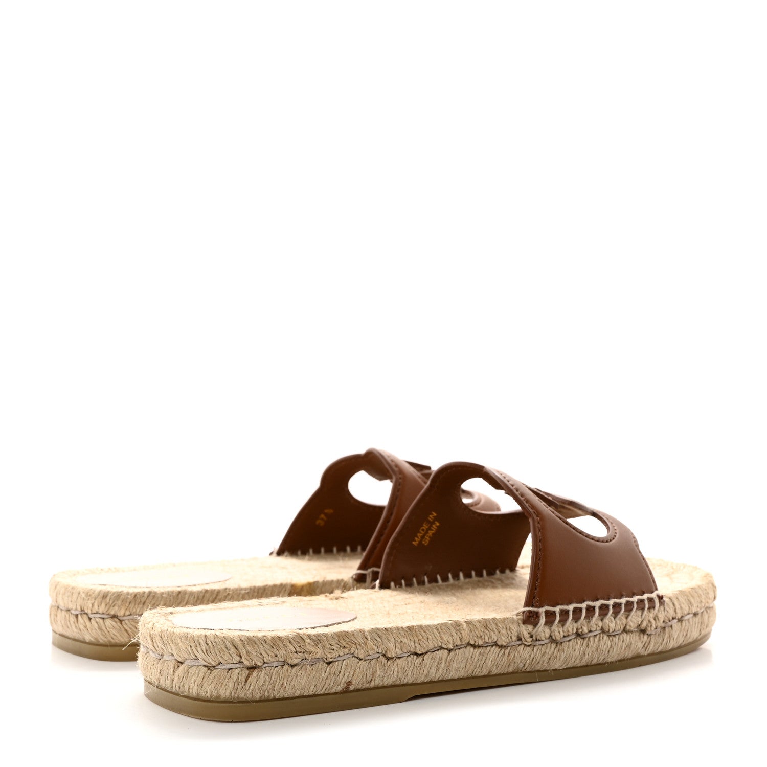Gucci Nappa Interlocking G Espadrille Slide Sandals 37.5 Brown 4 of 11