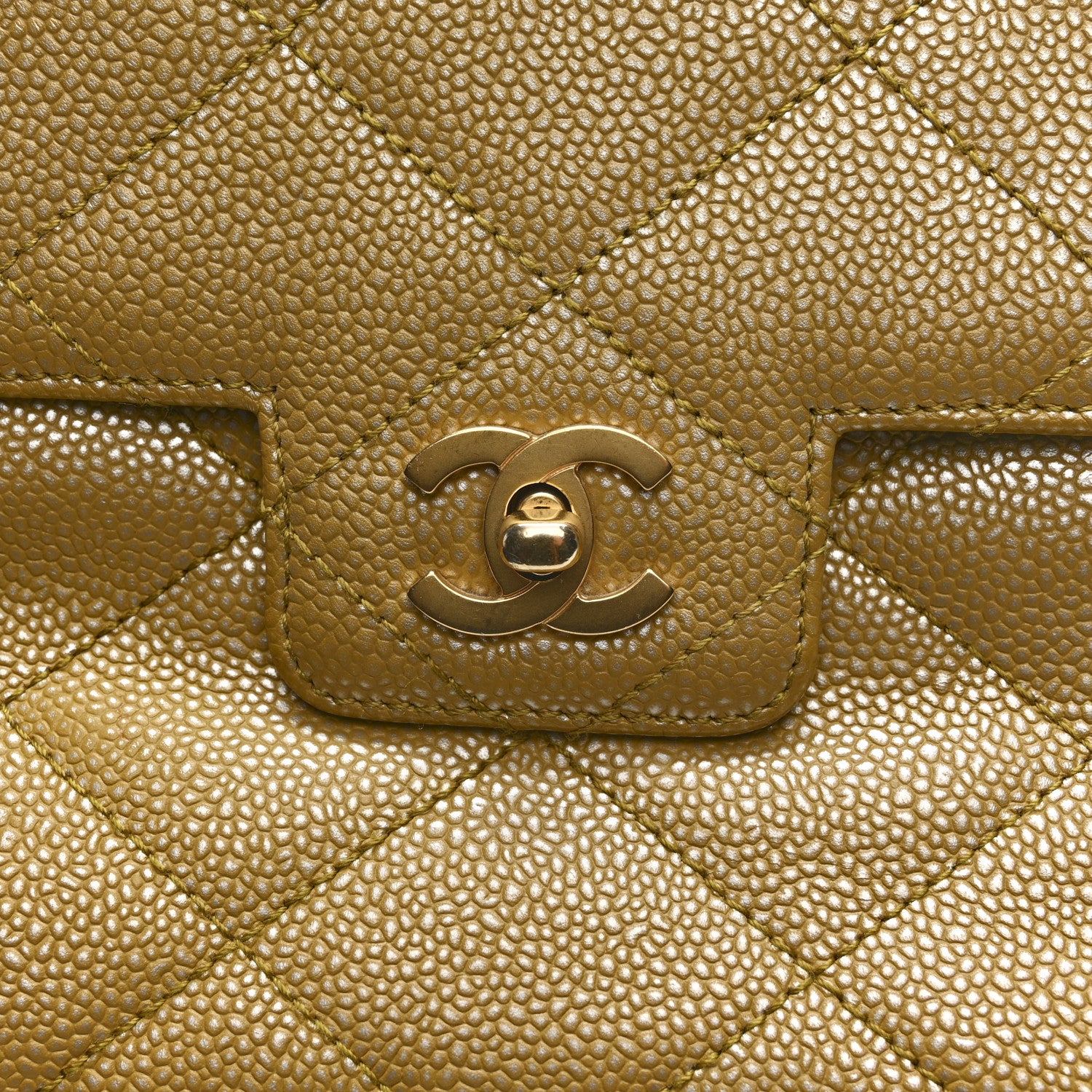 Chanel Metallic Caviar Quilted Medium Single Flap Beige 14 of 18