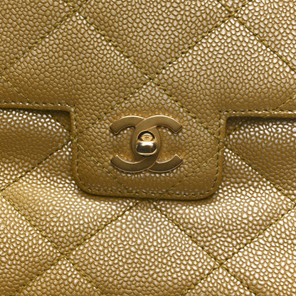 Chanel Metallic Caviar Quilted Medium Single Flap Beige 14 of 18