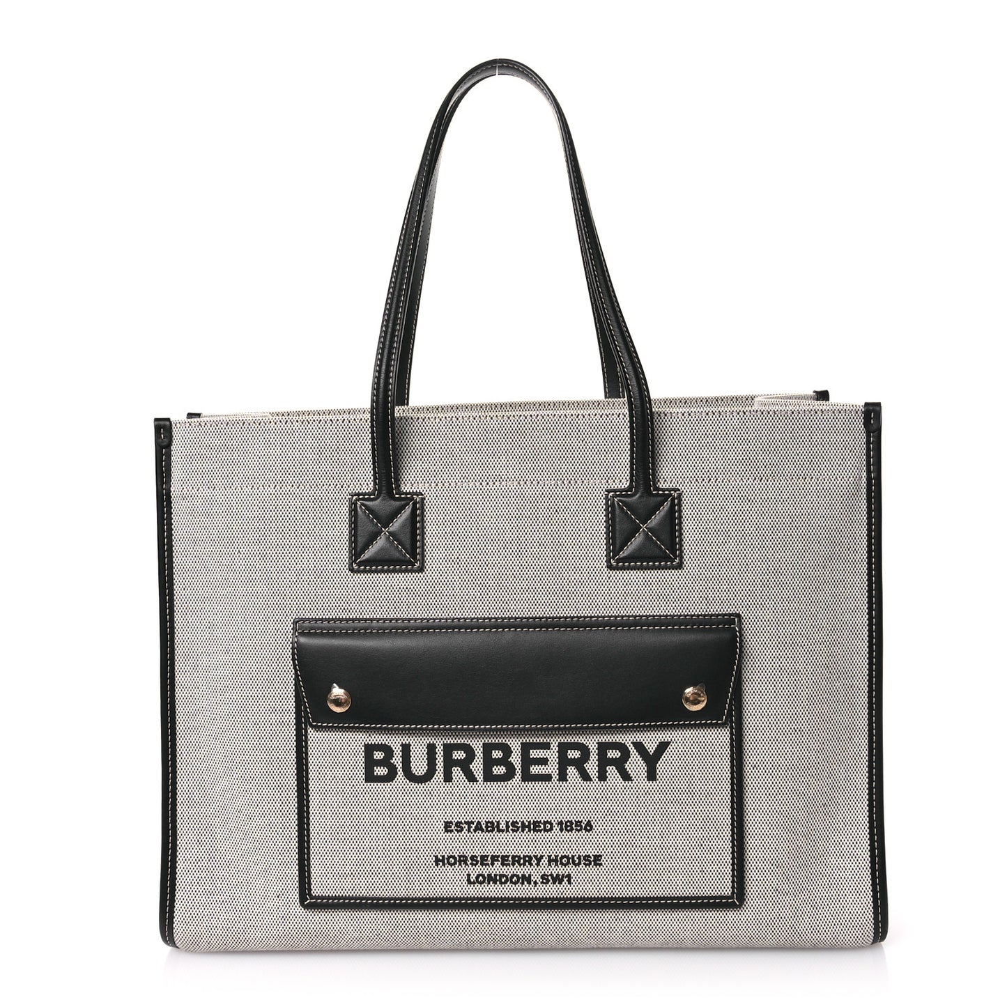 Canvas Smooth Calfskin Medium Two Tone Freya Tote Black