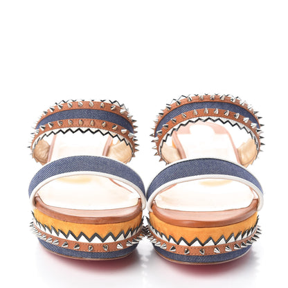 Christian Louboutin Denim Calfskin Nappa Montezuplage 60 Platform Slide Sandals 37 Multicolor 2 of 8