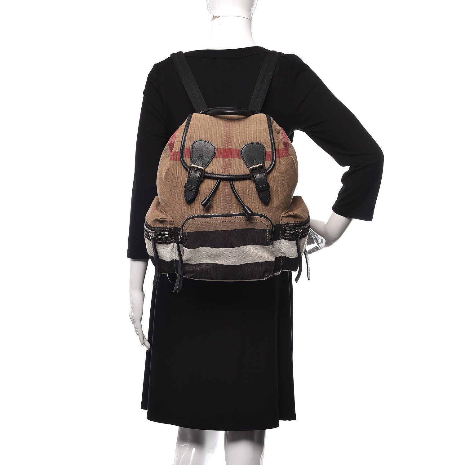 Burberry Canvas Mega Check Medium Rucksack Backpack Black 2 of 10