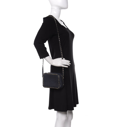 Valentino Garavani Pebbled Calfskin Rockstud Camera Crossbody Bag Deep Denim 2 of 7