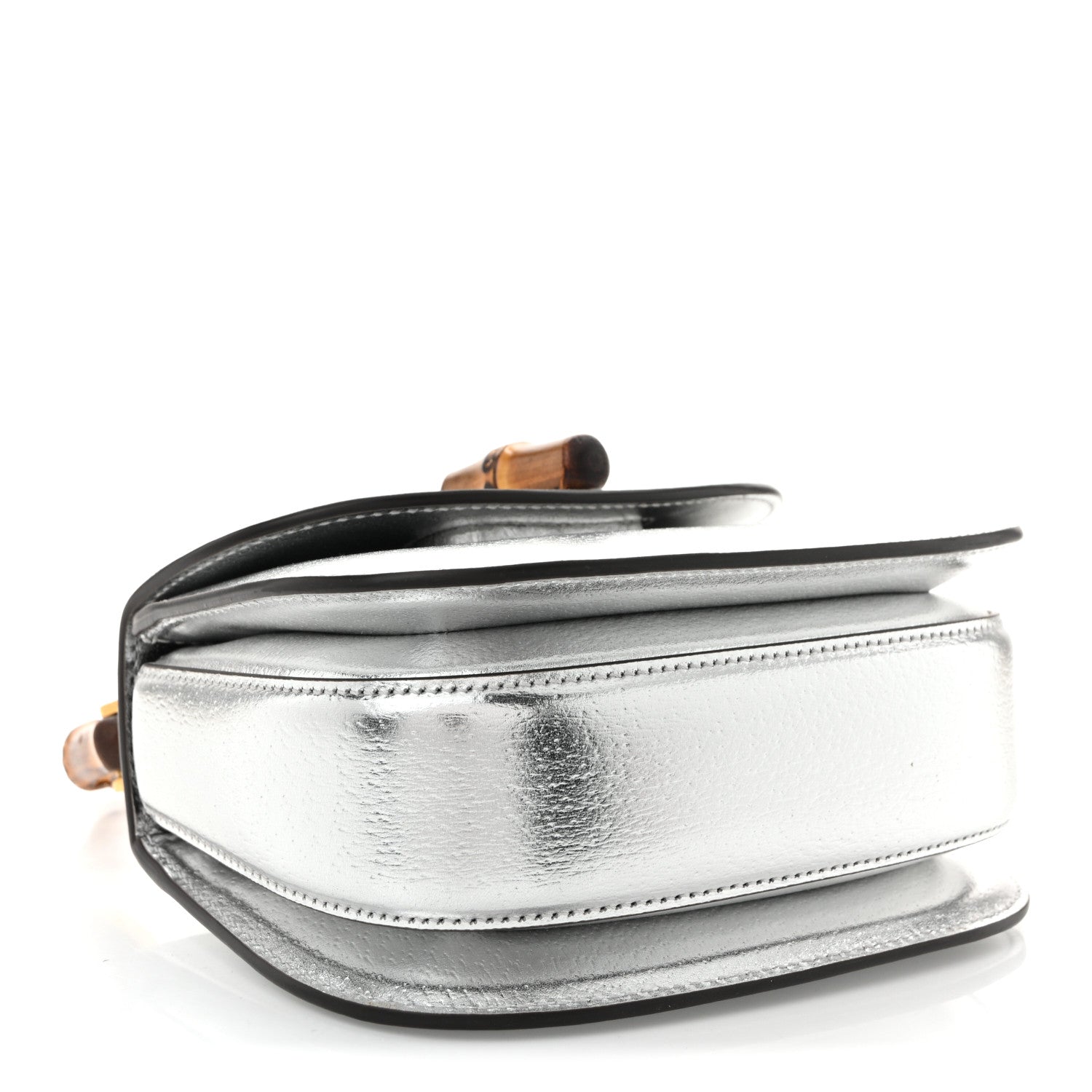 Gucci Boarded Dyana Lux Calfskin Mini Bamboo 1947 Top Handle Bag Silver 4 of 10
