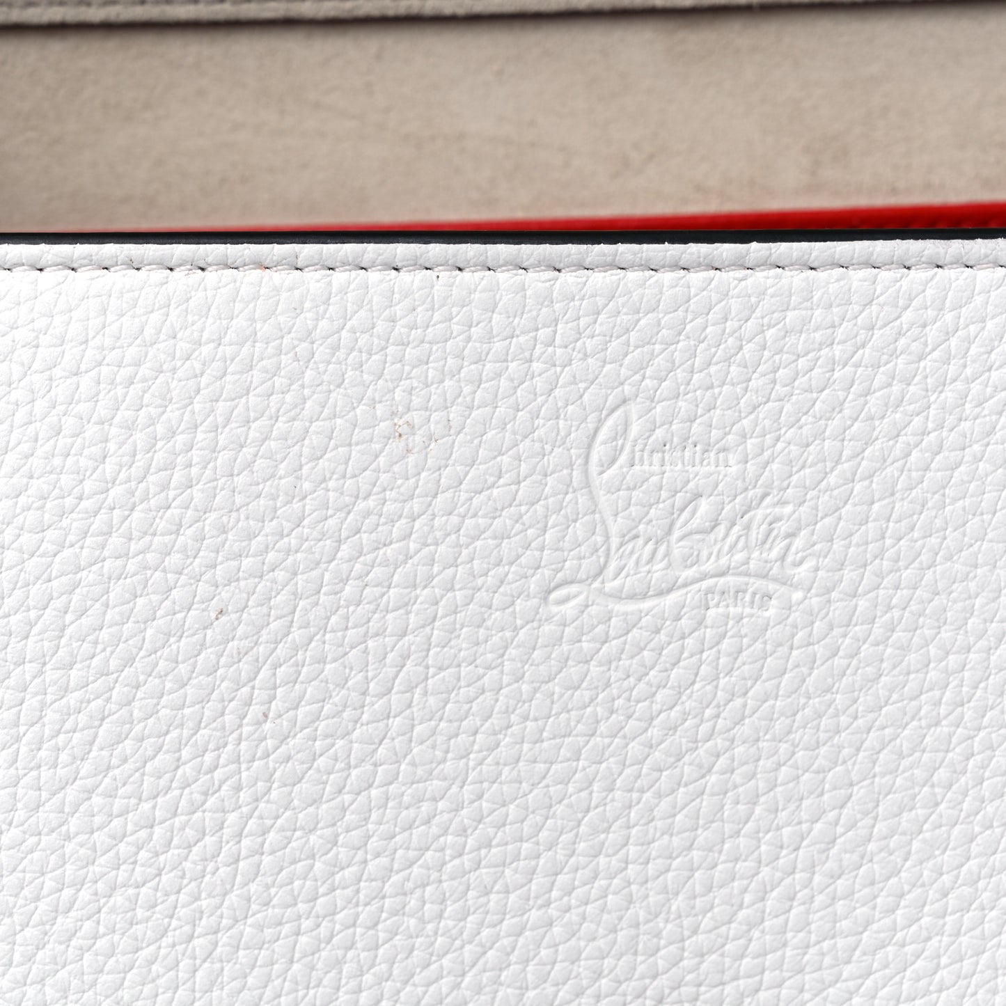 Grained Calfskin Spikes Loubinthesky Paloma Wallet On Chain White