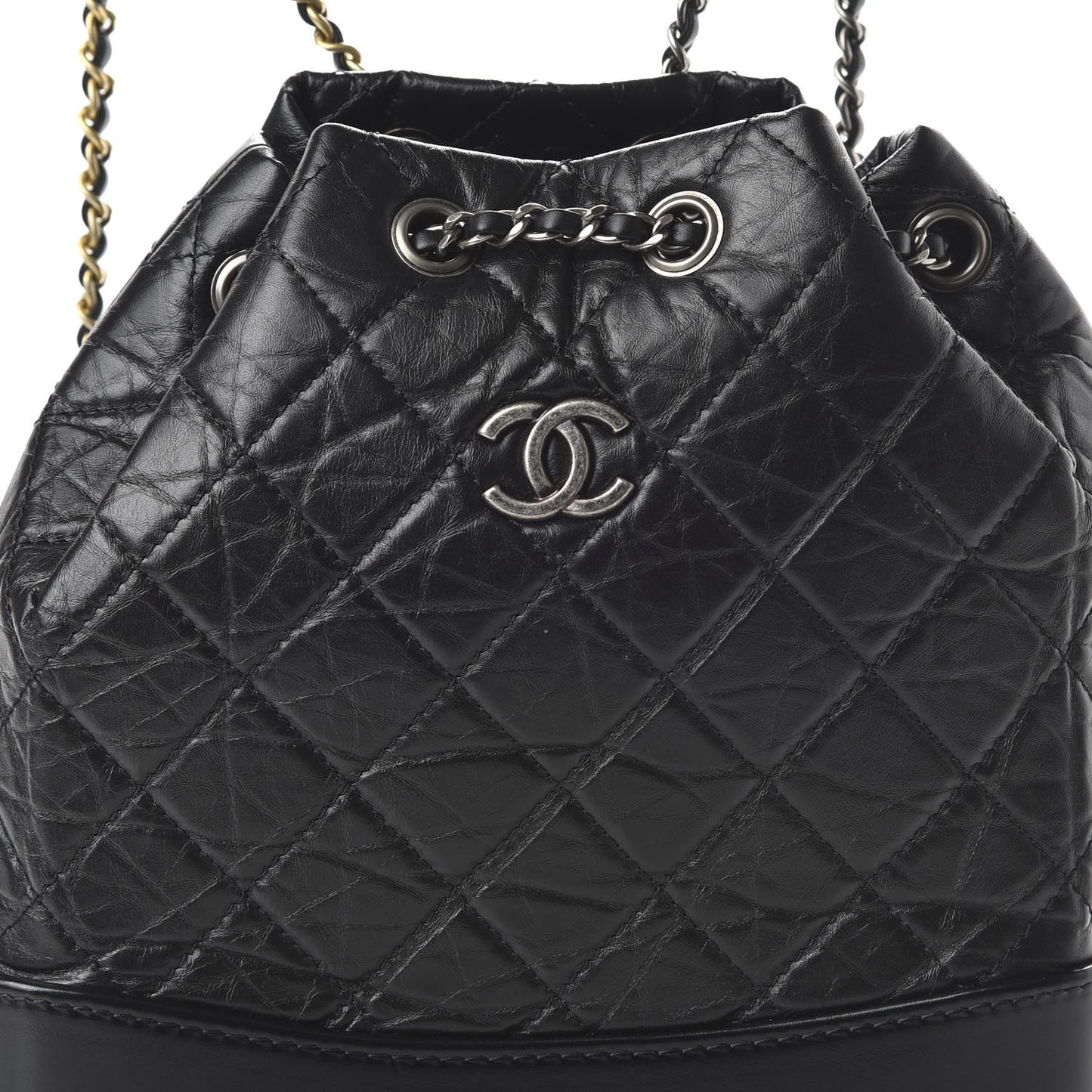 Aged Calfskin Quilted Small Gabrielle Backpack Black