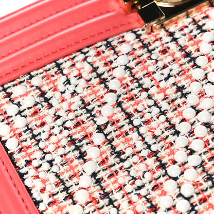 Chanel Lambskin Tweed Pearl Chevron Medium Boy Flap Pink 11 of 11