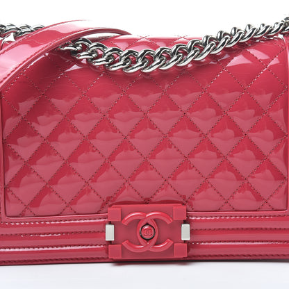 Chanel Patent Calfskin Quilted Medium Plexiglass Boy Flap Dark Pink 8 of 12