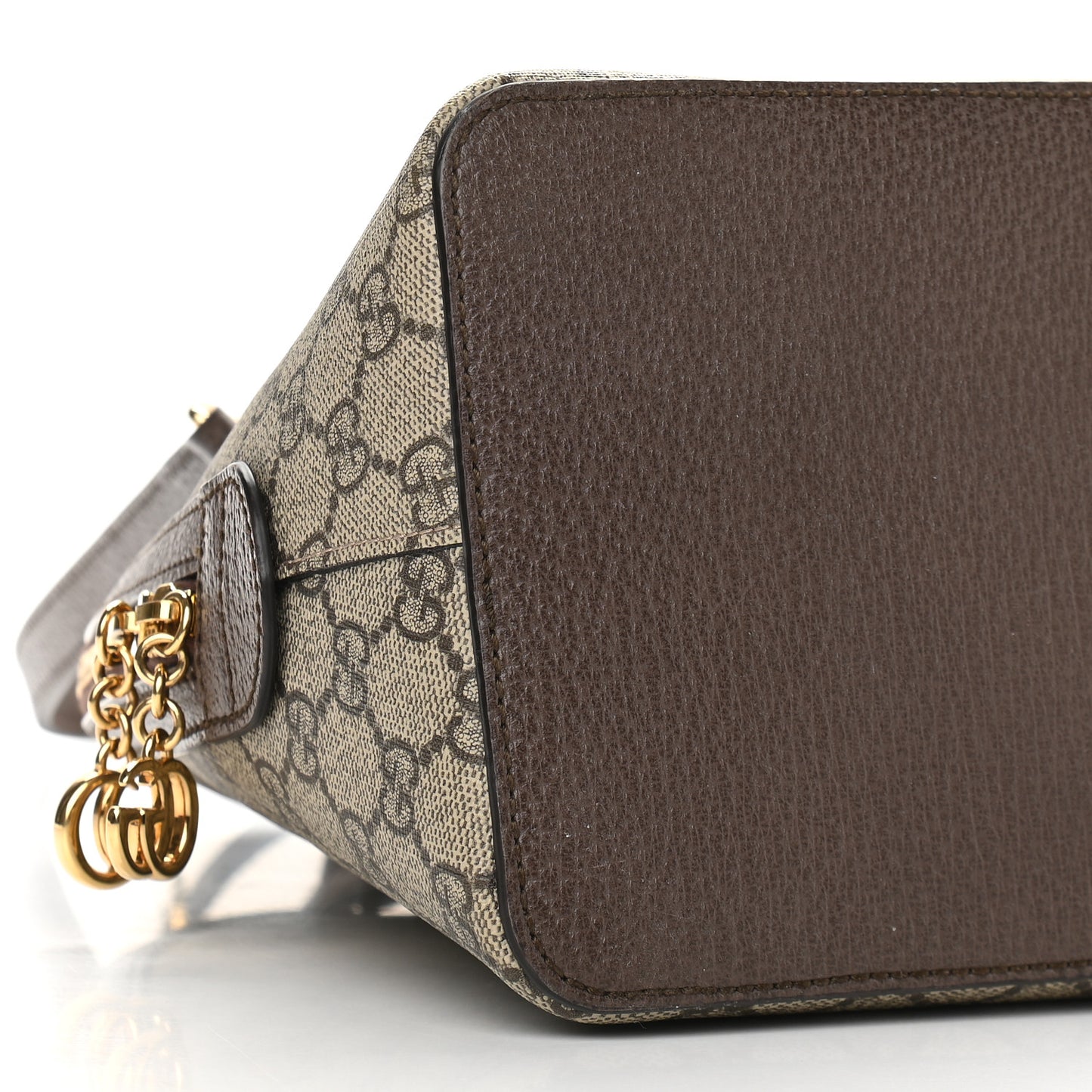 GG Supreme Monogram Web Medium Ophidia Top Handle Dome Bag Brown