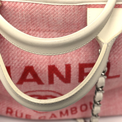 Chanel Woven Straw Raffia Medium Deauville Tote Pink White 13 of 14
