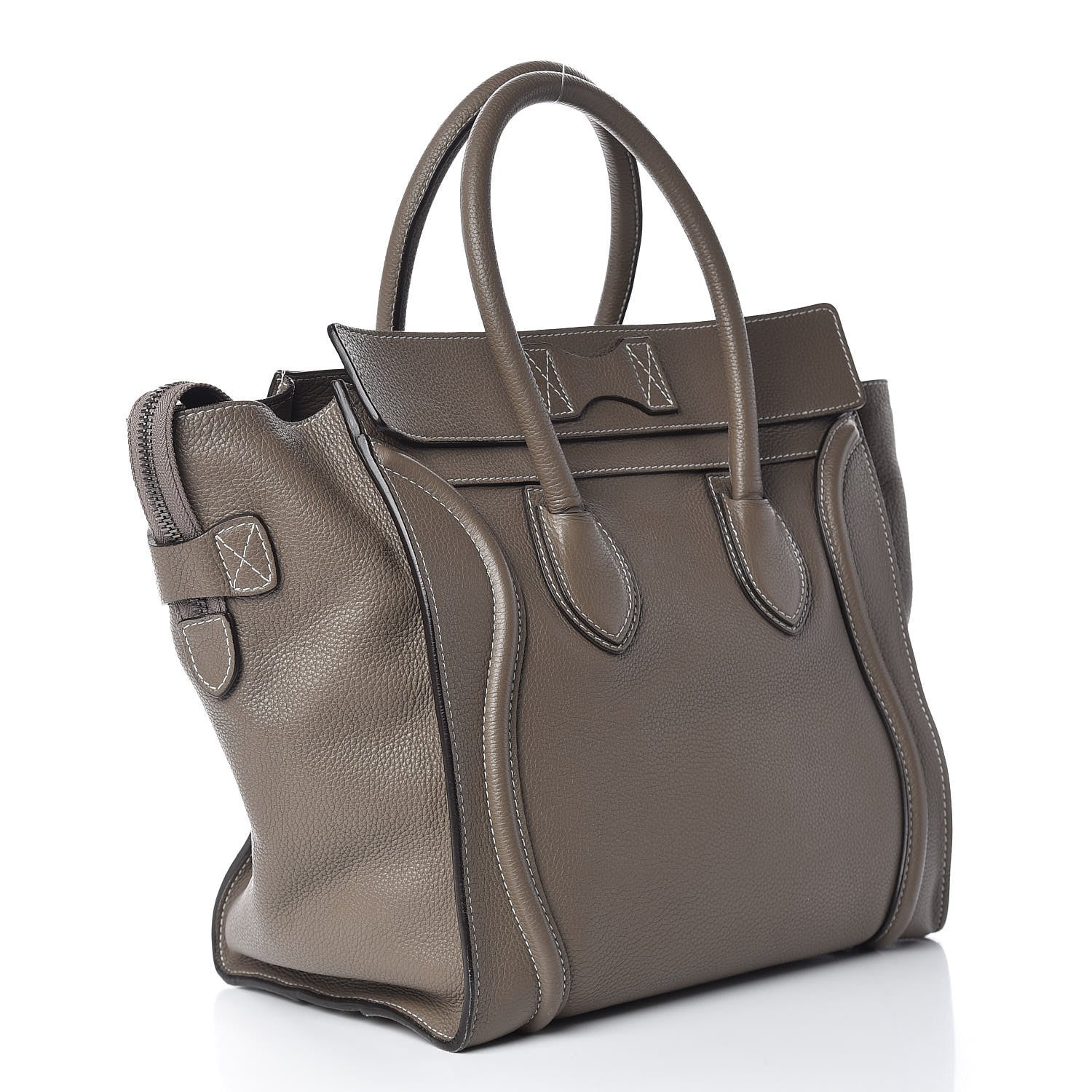 Celine Drummed Calfskin Mini Luggage Souris 3 of 17