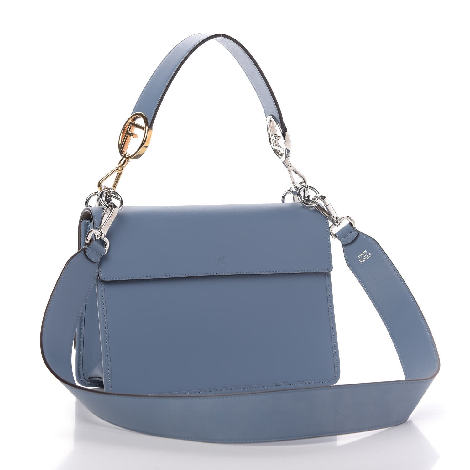 Fendi Vitello Century Opaco F is Fendi Kan I Shoulder Bag Ceruleo 3 of 9