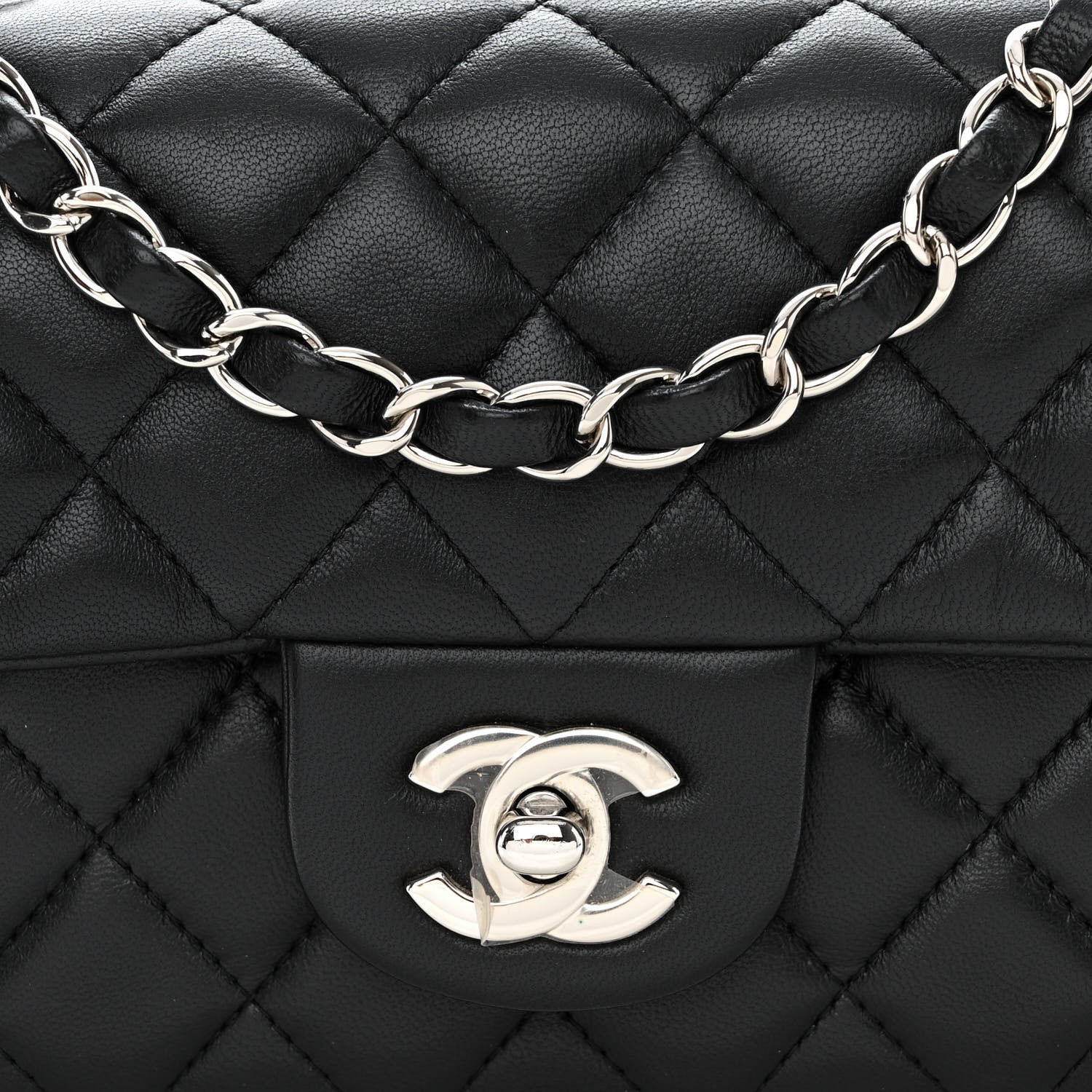 Chanel Lambskin Quilted Mini Rectangular Flap Black 8 of 11