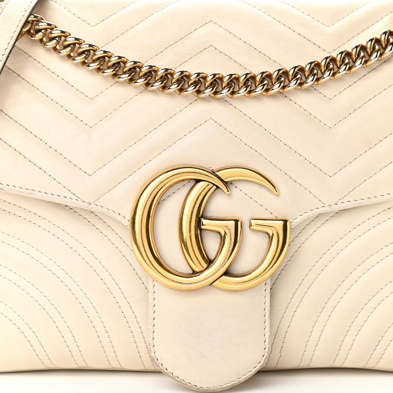 Gucci Calfskin Matelasse Medium GG Marmont Shoulder Bag White 8 of 15