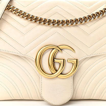 Gucci Calfskin Matelasse Medium GG Marmont Shoulder Bag White 8 of 15