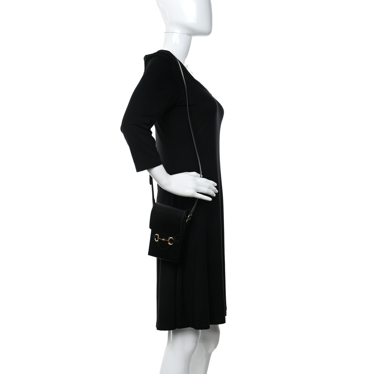 Gucci Boarded Plutone Calfskin Mini Horsebit 1955 Crossbody Bag Black 2 of 12
