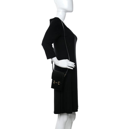 Gucci Boarded Plutone Calfskin Mini Horsebit 1955 Crossbody Bag Black 2 of 12
