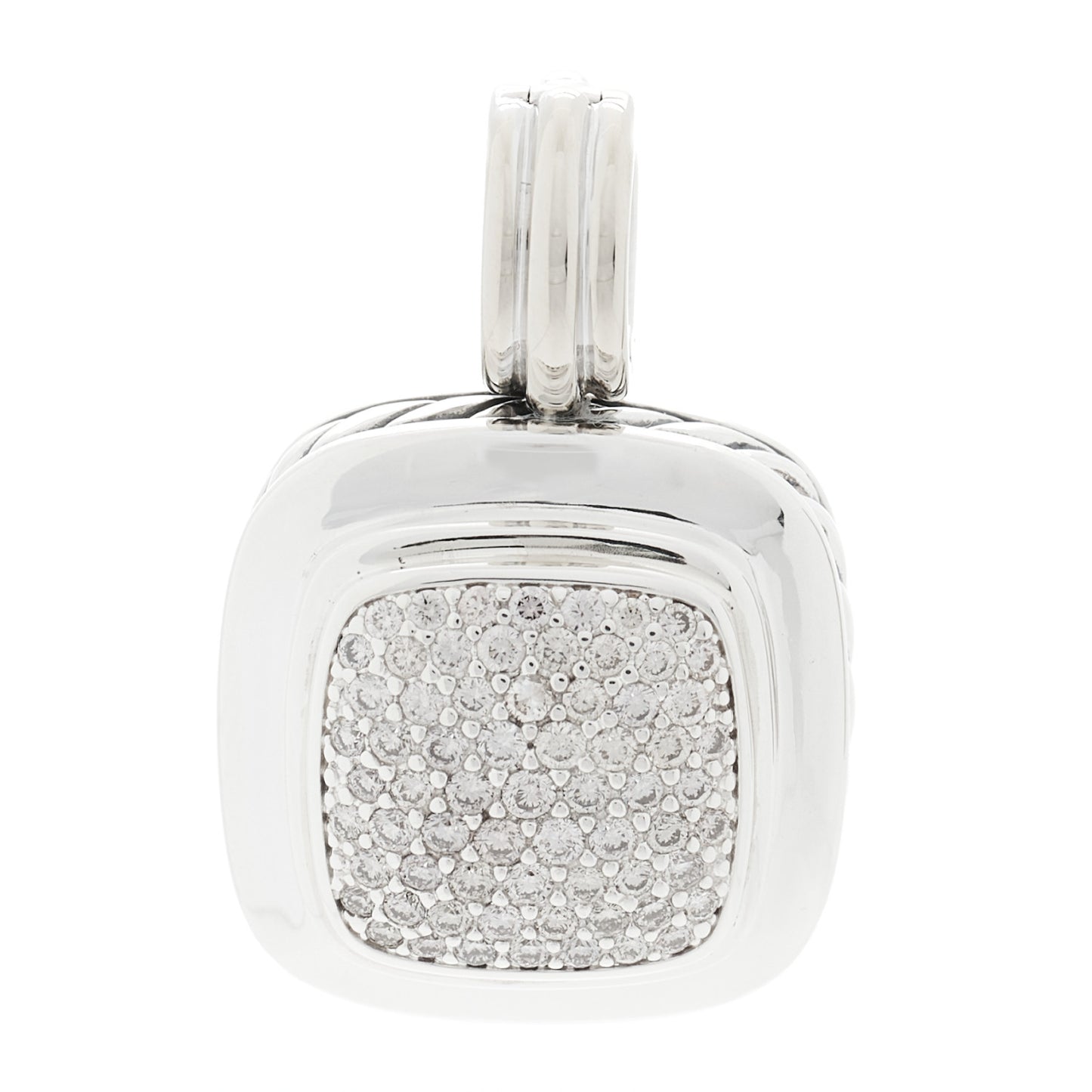 DAVID YURMAN Sterling Silver 18K White Gold Diamond 14mm Albion Pendant