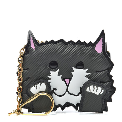 Louis Vuitton Epi Catogram Calfskin Cat Card Holder Black 1 of 6