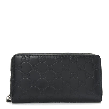 Gucci Guccissima Signature Zip Around Organizer Wallet Black 1 of 8