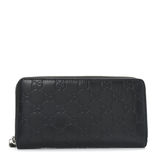 Guccissima Signature Zip Around Organizer Wallet Black
