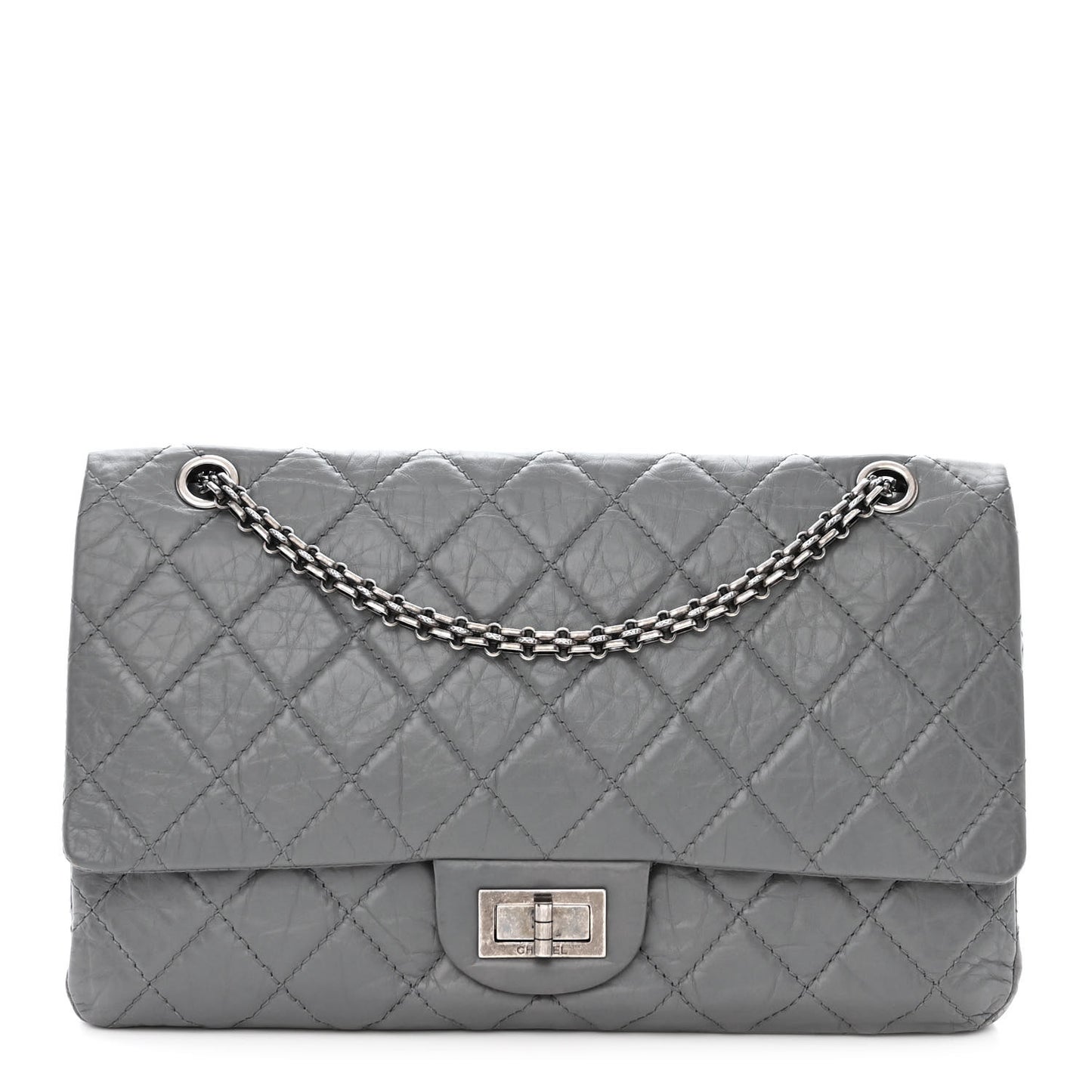 Aged Calfskin Quilted 2.55 Reissue 227 Flap Grey