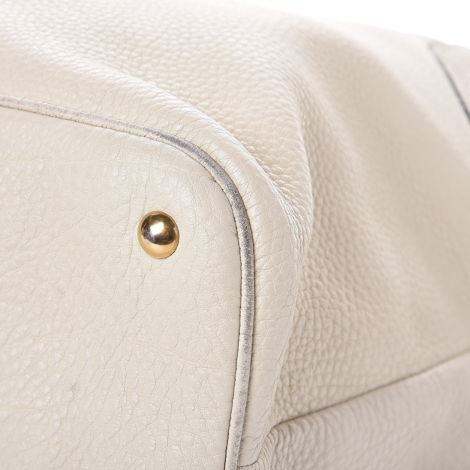 Gucci Pebbled Calfskin Twill Medium Top Handle Satchel White 17 of 19