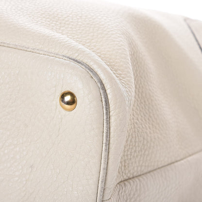 Gucci Pebbled Calfskin Twill Medium Top Handle Satchel White 17 of 19