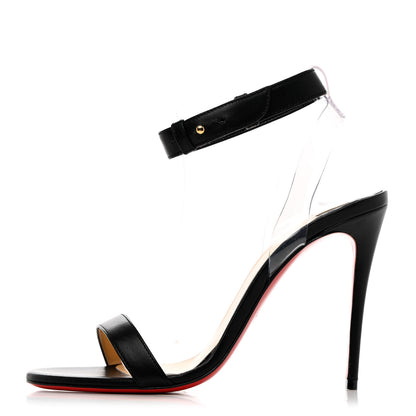 Christian Louboutin Shiny Nappa PVC Jonatina 100 Sandals 36.5 Black 1 of 10