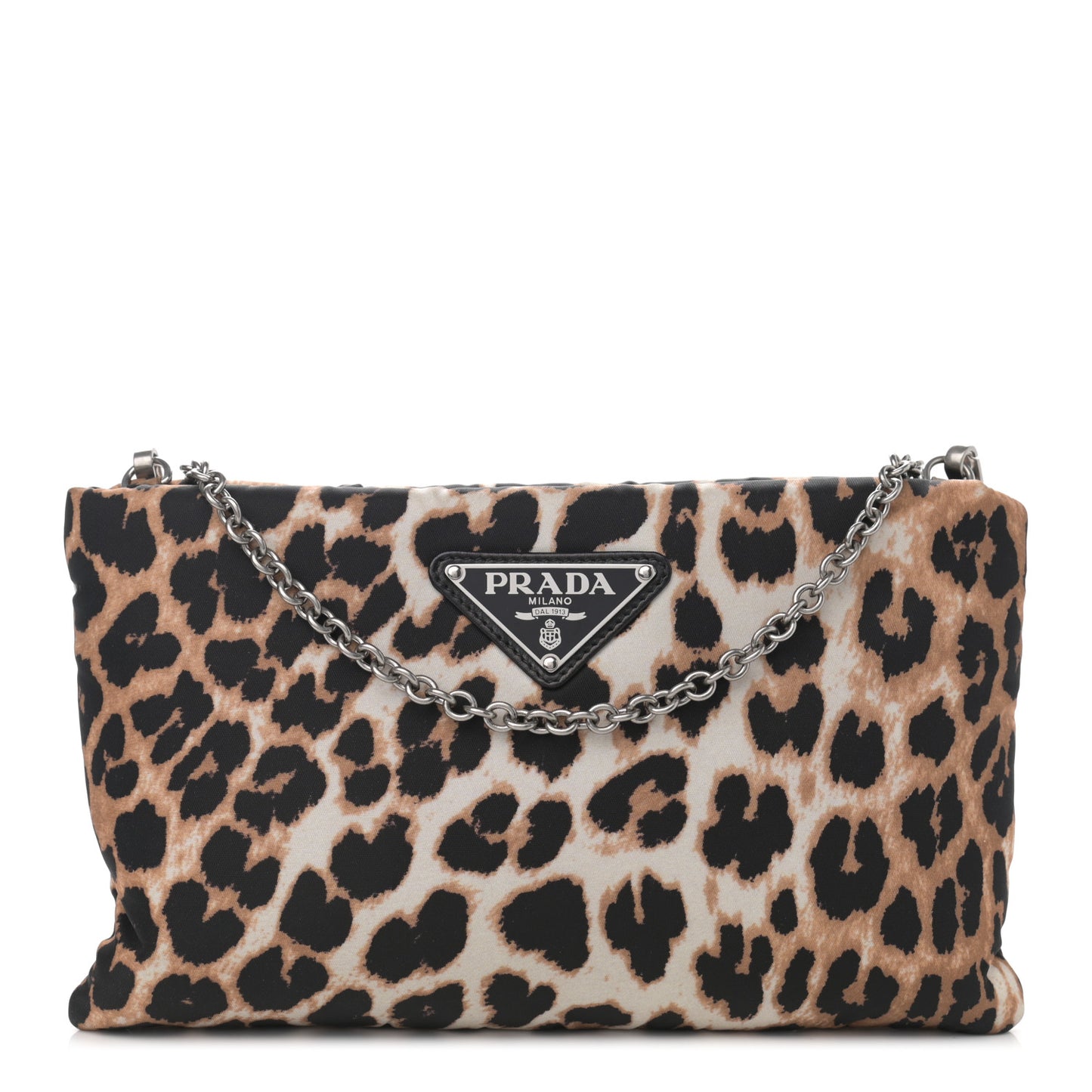 Tessuto Soft Nylon Leopard Print Crossbody Avorio