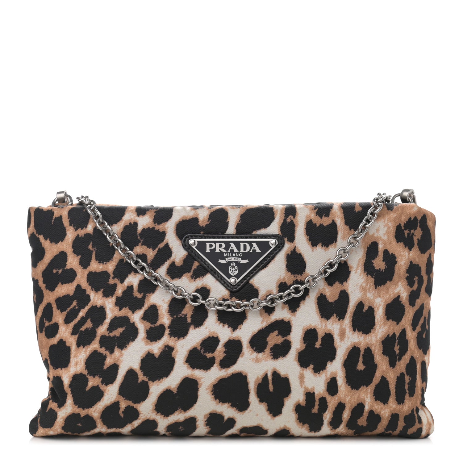 Prada Tessuto Soft Nylon Leopard Print Crossbody Avorio 1 of 10