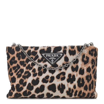 Prada Tessuto Soft Nylon Leopard Print Crossbody Avorio 1 of 10