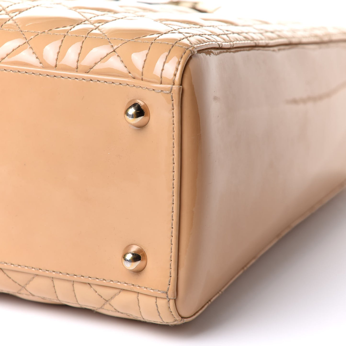 Patent Cannage Large Lady Dior Dark Beige
