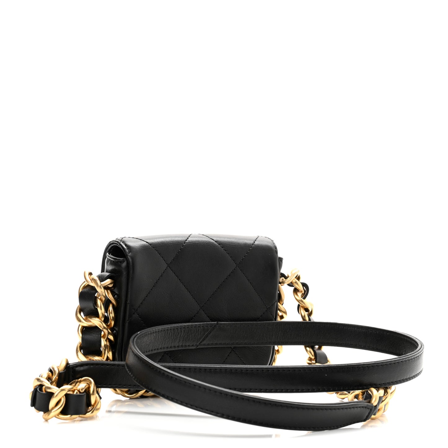 Calfskin Quilted Mini Framing Chain Bag Black