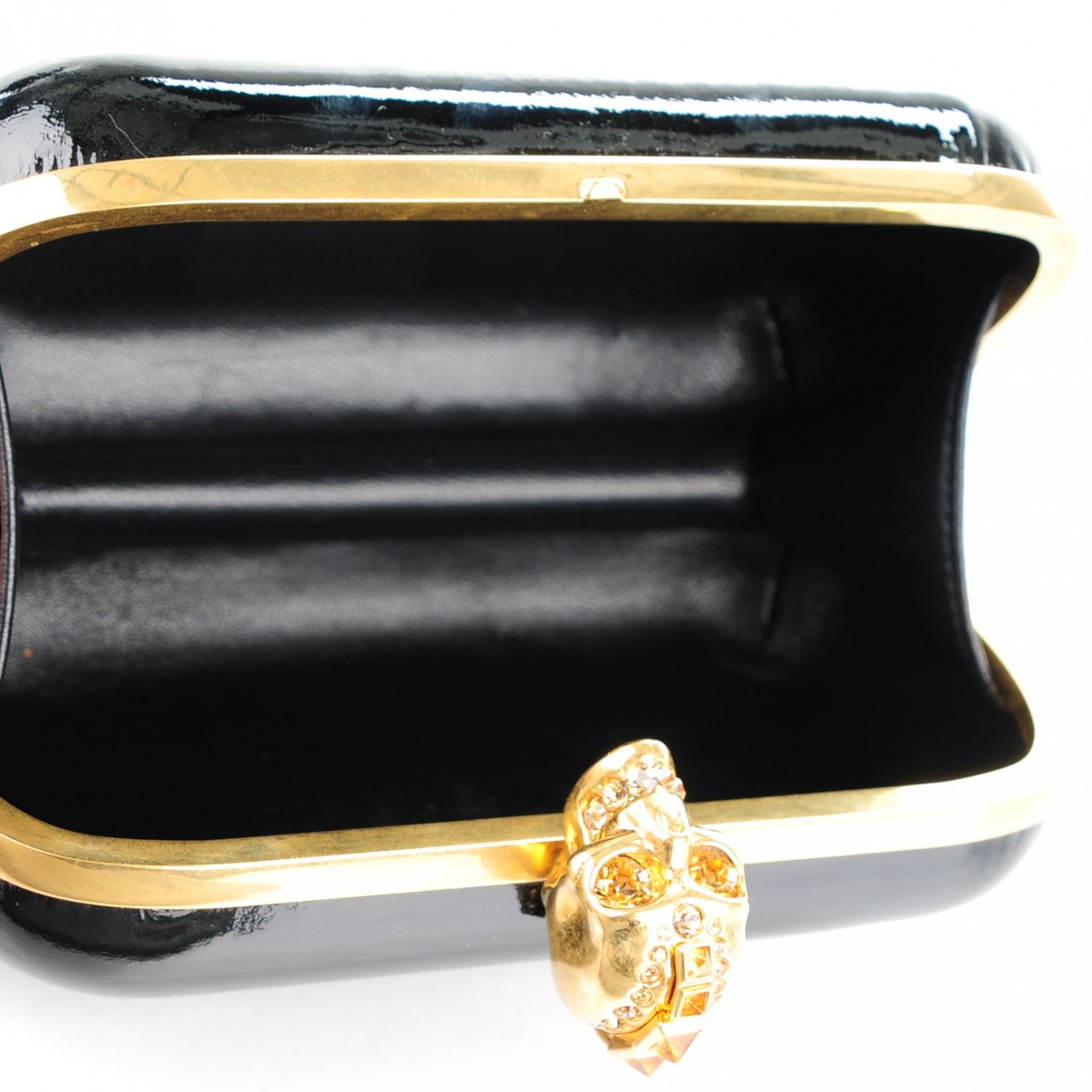 Alexander McQueen Patent Crystal Skull Box Clutch Black 7 of 7