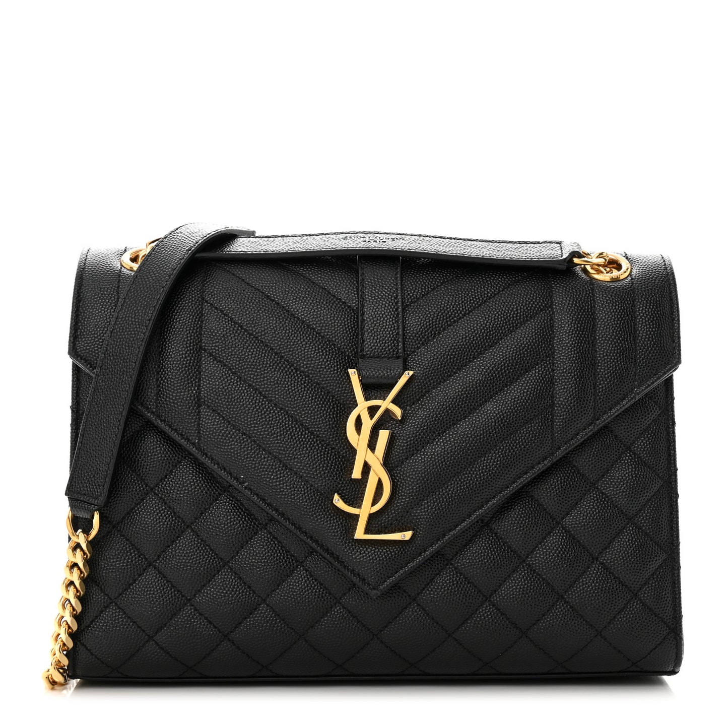Grain De Poudre Textured Mixed Matelasse Triquilt Medium Monogram Satchel Black